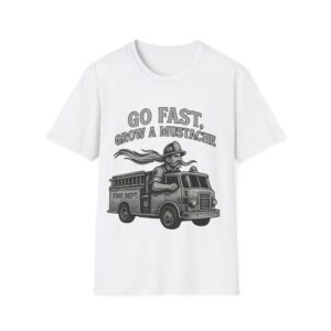 Go Fast Grow a Mustache T-Shirt — Retro Fire Truck Mustache Tee